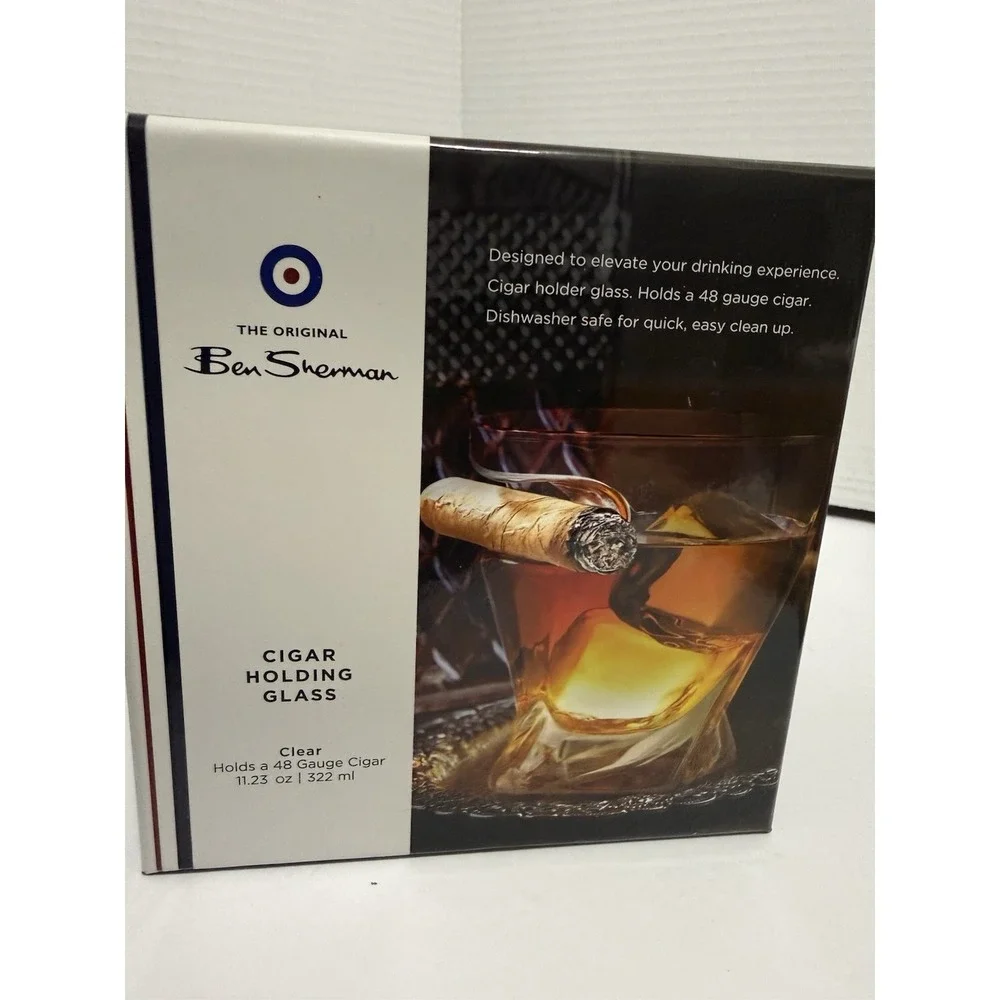NEW‎ Ben Sherman Cigar Holder Whiskey Glass 11.23oz. Borosilicate Glass In Box